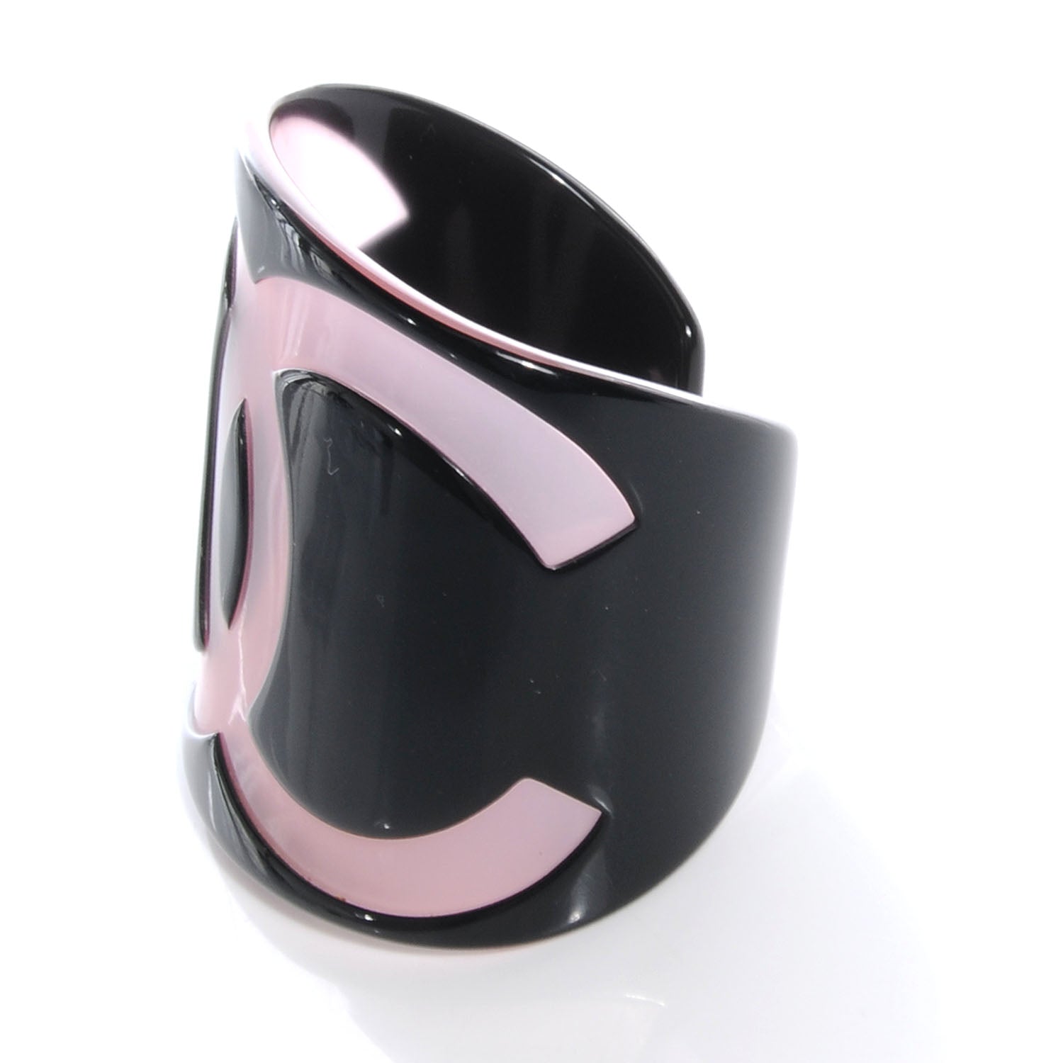 Chanel Resin CC Cuff Black Pink 3 of 5