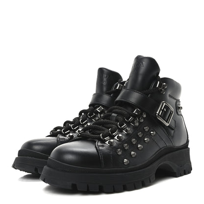 Prada Vitello Rodeo Studded Ankle Boots 37 Black 4 of 9