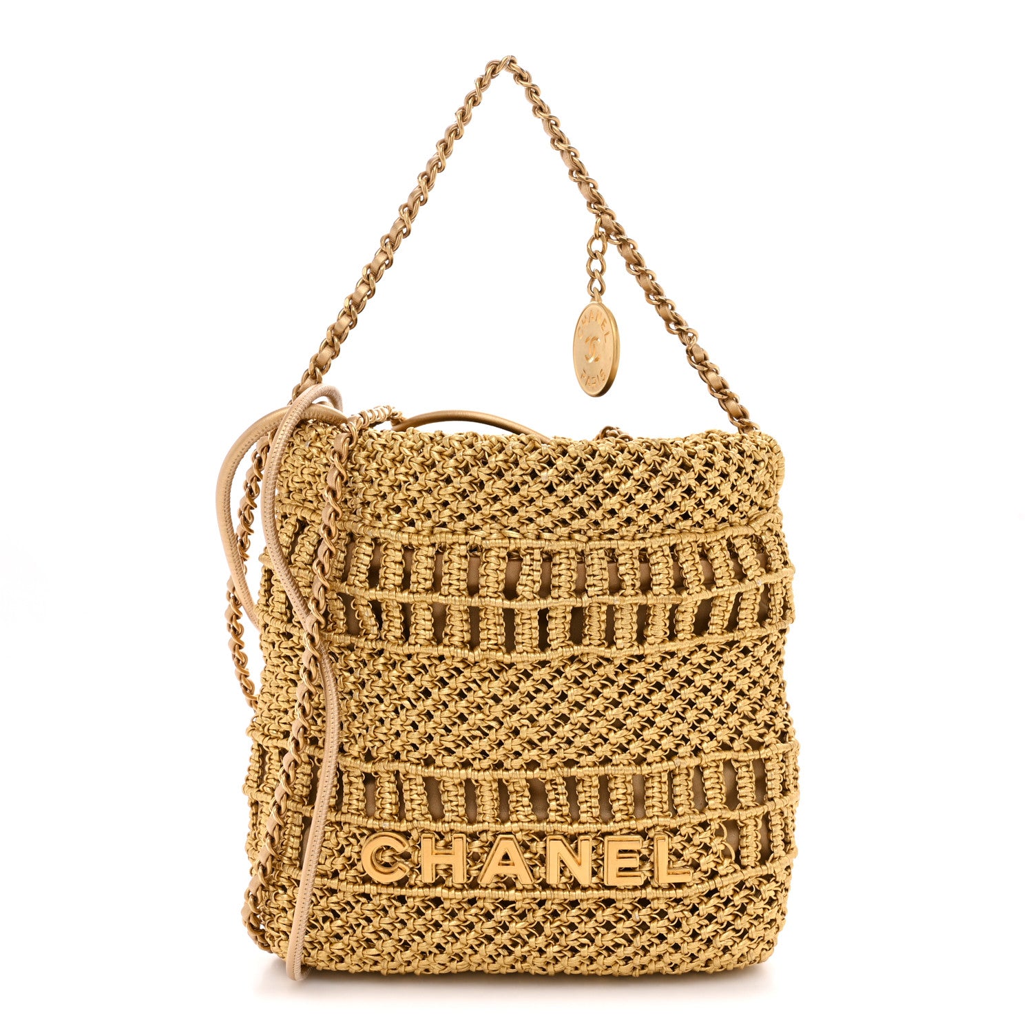 Chanel Metallic Calfskin Macrame Mini Chanel 22 Gold 1 of 10
