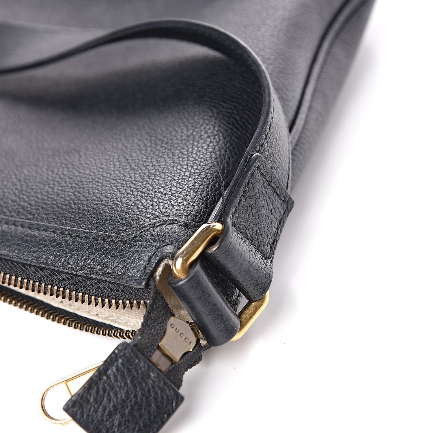 Gucci Grained Calfskin Logo Half Moon Hobo Black 10 of 13