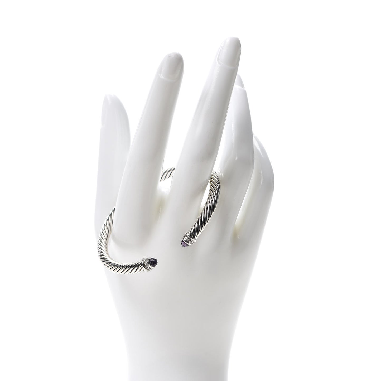 Sterling Silver Diamond Amethyst 5mm Cable Classics Bracelet