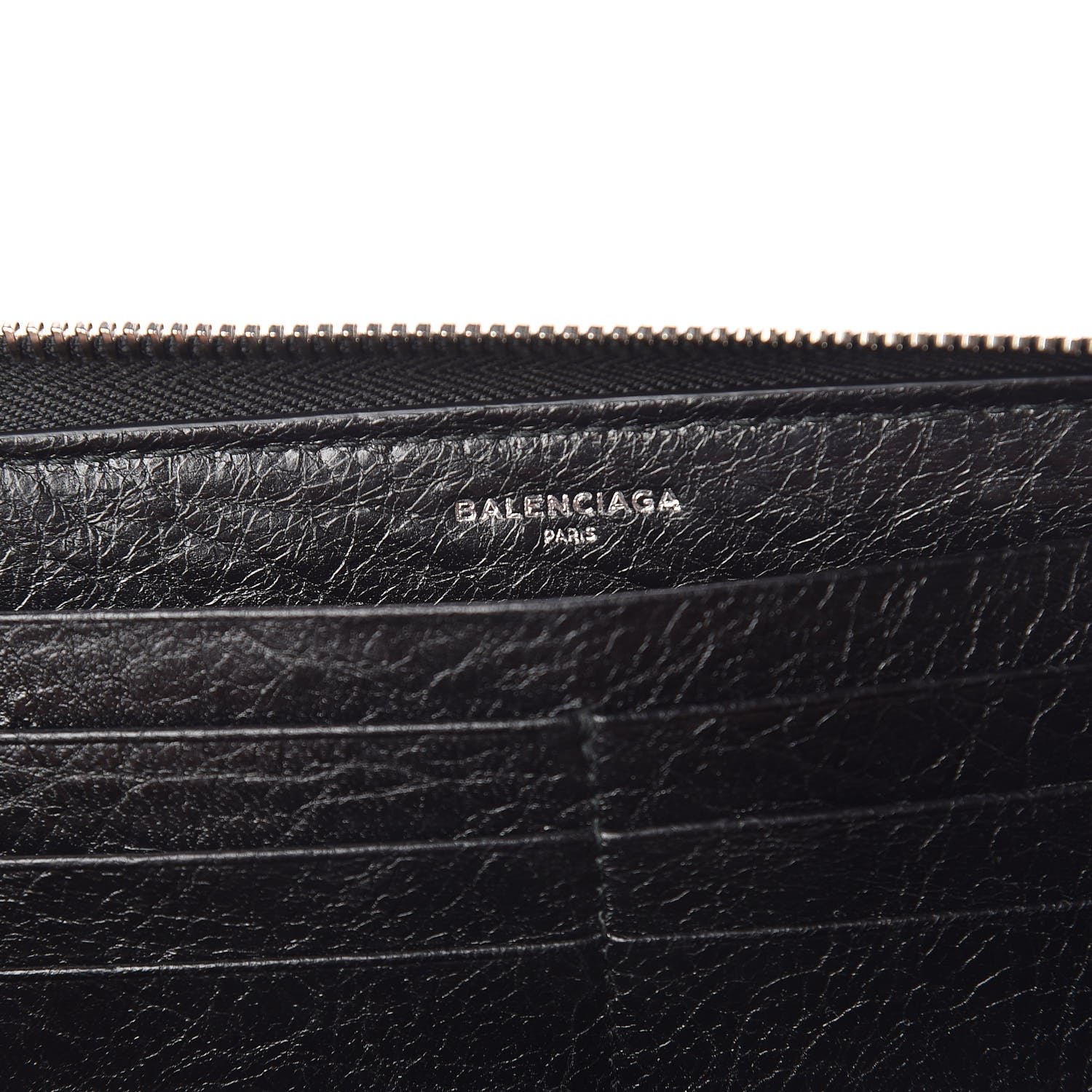 Balenciaga Agneau Classic Silver Hardware Continental Zip Around Wallet Black 6 of 9