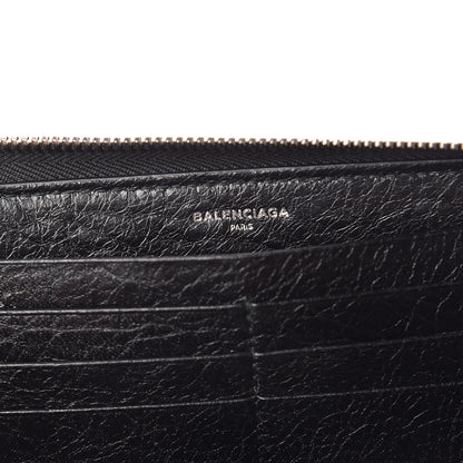 Balenciaga Agneau Classic Silver Hardware Continental Zip Around Wallet Black 6 of 9