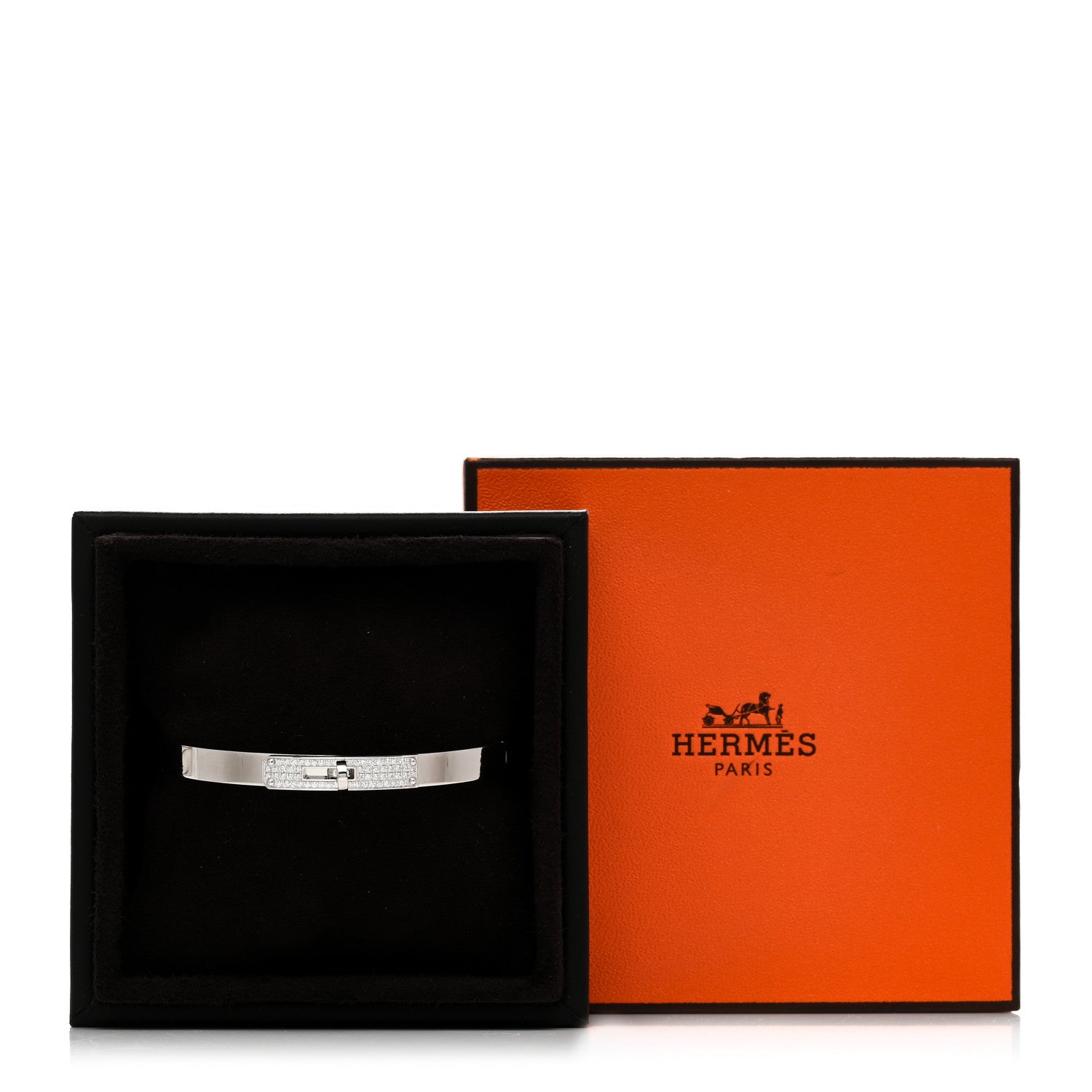 Hermes 18K White Gold Diamond PM Kelly Pave Bracelet ST 4 of 4