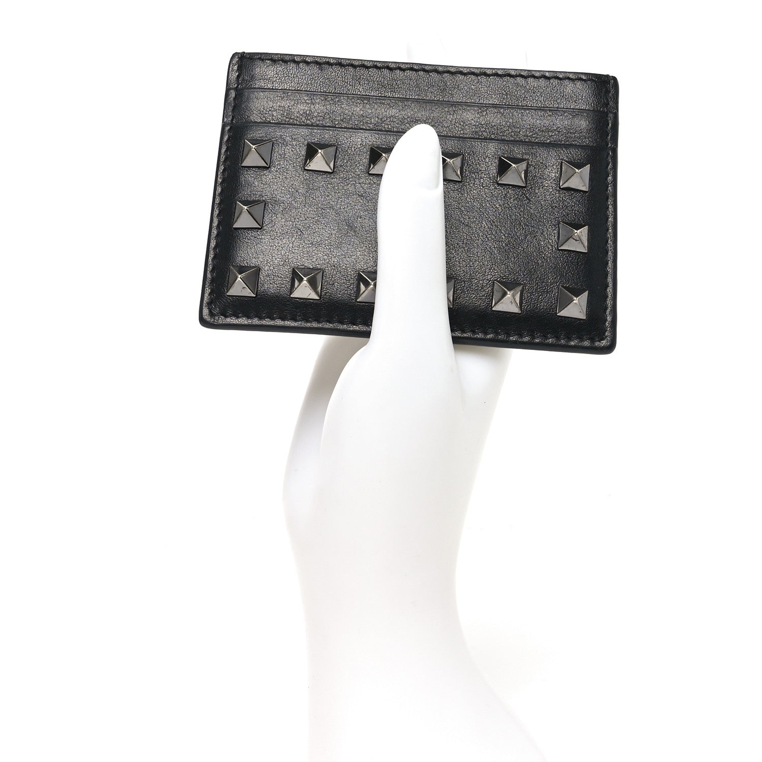 Valentino Garavani Vitello Rockstud Card Holder Black 2 of 6