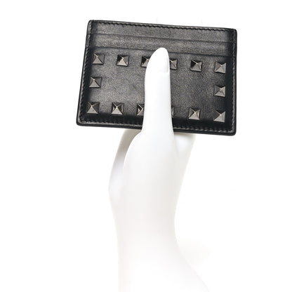 Valentino Garavani Vitello Rockstud Card Holder Black 2 of 6