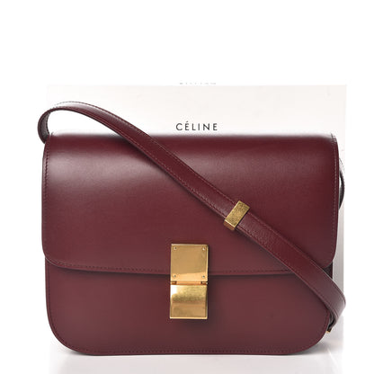 Celine Box Calfskin Medium Classic Box Flap Bag Burgundy 12 of 12