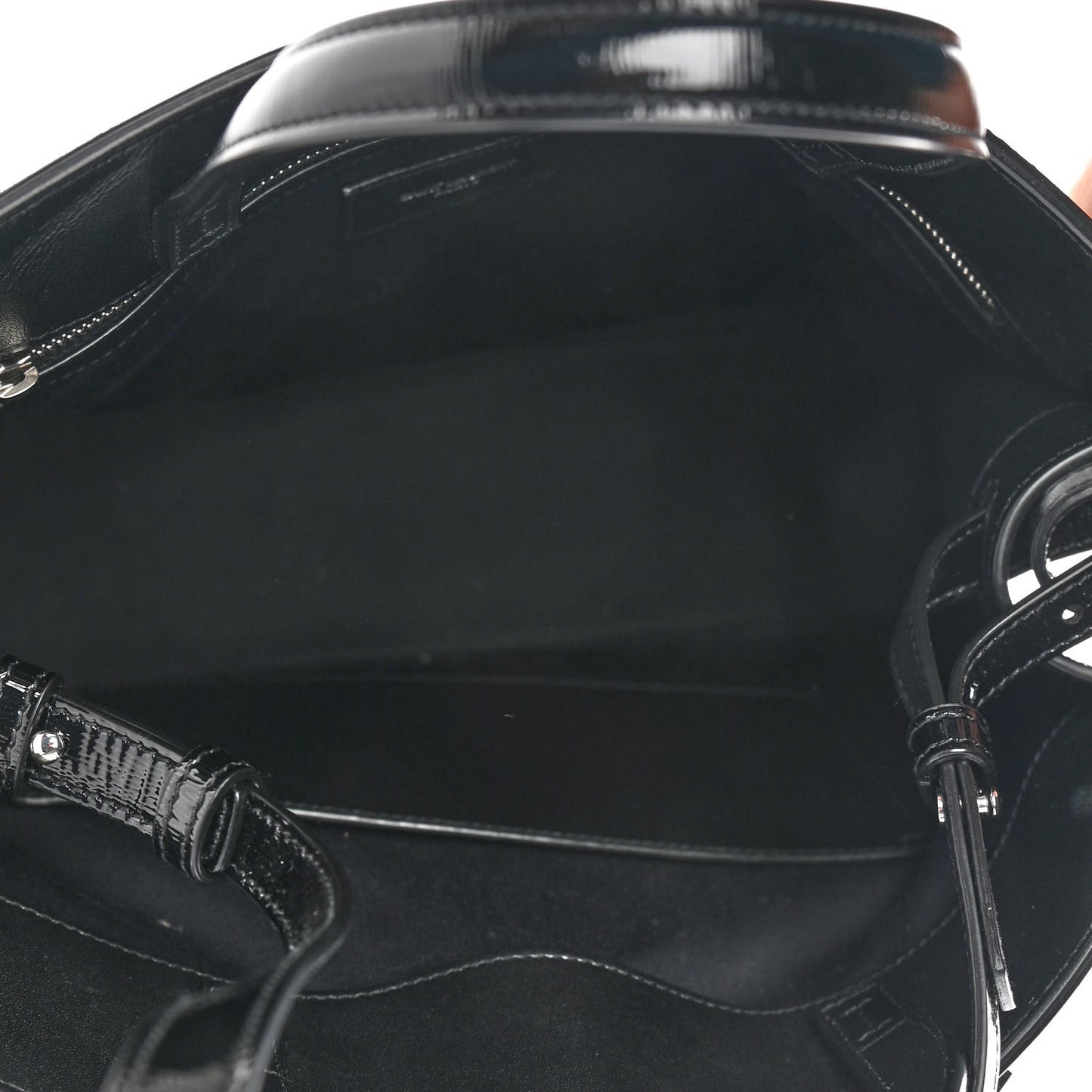 Patent Small Manhattan Shopper Tote Black
