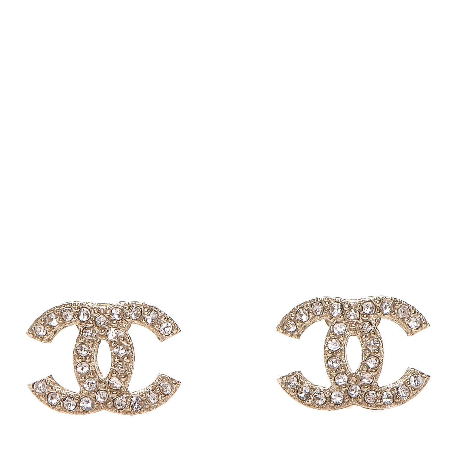 Chanel Crystal CC Earrings Gold 1 of 4