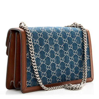 Gucci New Denim GG Monogram Dollar Calfskin Enamel Small Dionysus Shoulder Bag Blue Tea Cuir Epilog Electric Blue 5 of 21