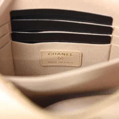 Chanel Shiny Goatskin Quilted 19 Small Pouch With Handle Beige 6 of 11