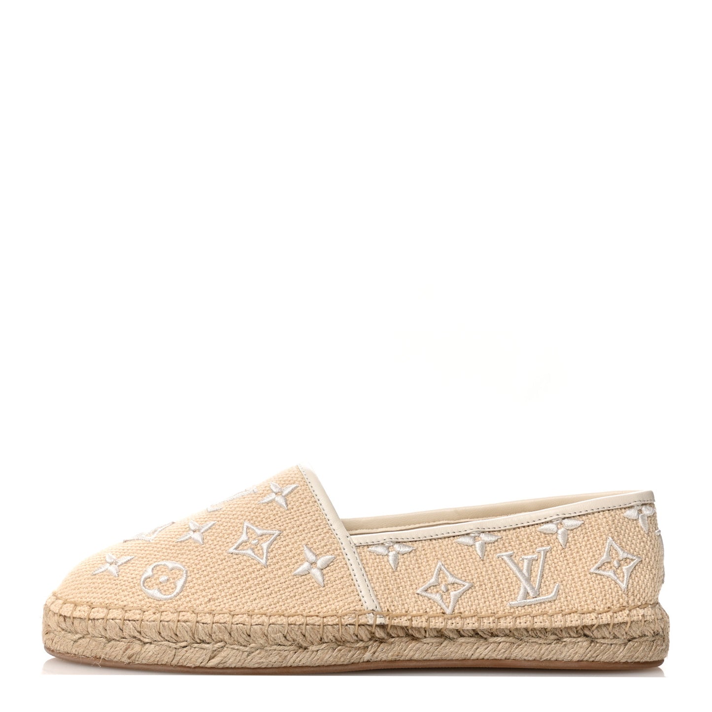 Cotton Monogram Embroidered Starboard Espadrille Flats 41 Beige White