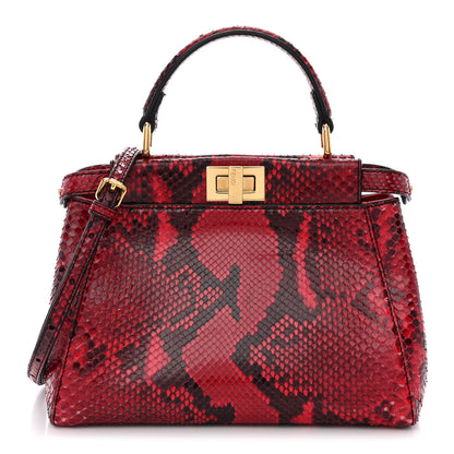 Fendi Snakeskin Shiny Nappa Mini Peekaboo Iconic Satchel 1 of 12