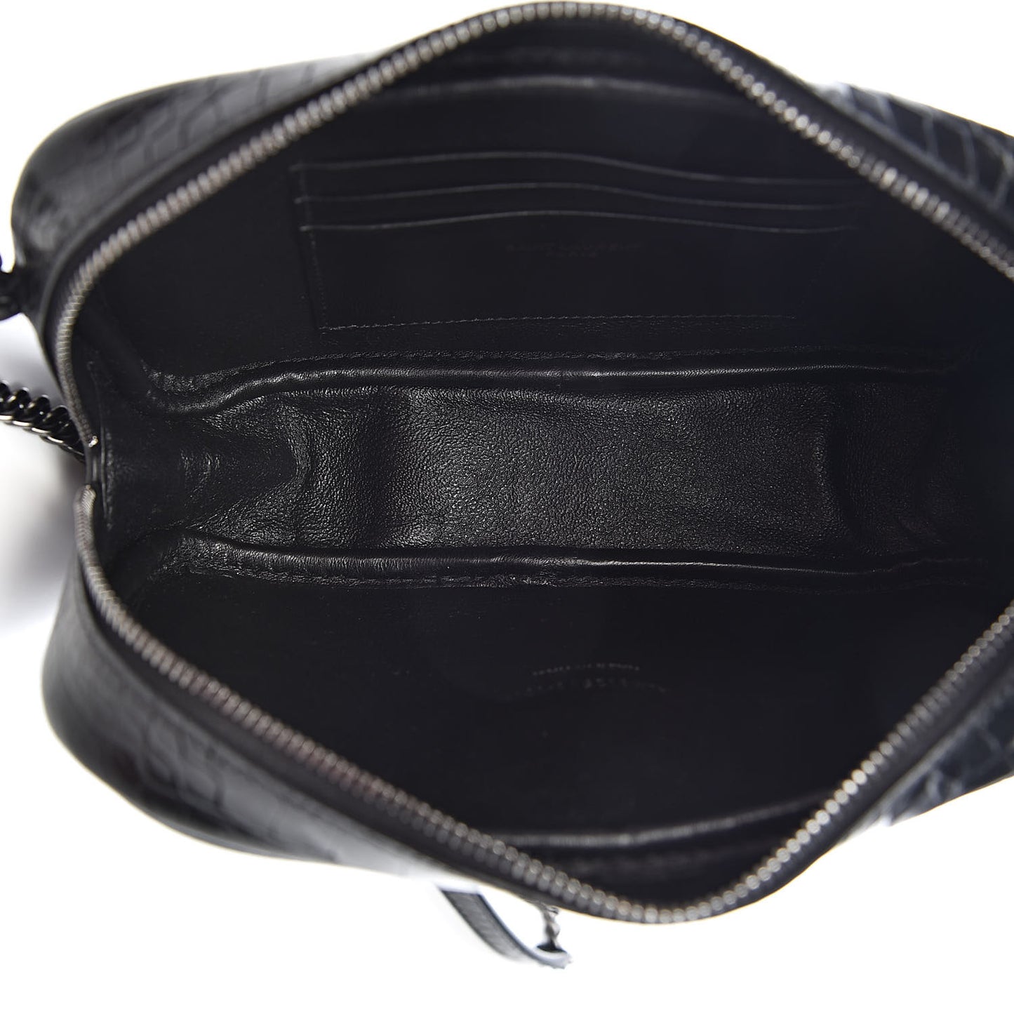 Calfskin Crocodile Embossed Monogram Mini Lou Camera Bag Black