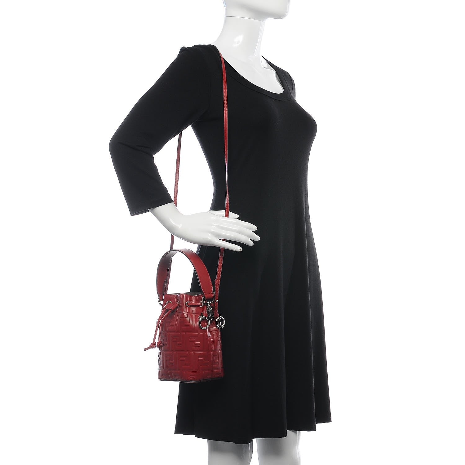 Fendi Vitello Liberty F is Fendi FF 1974 Embossed Mini Mon Tresor Bucket Bag Fragola 2 of 7