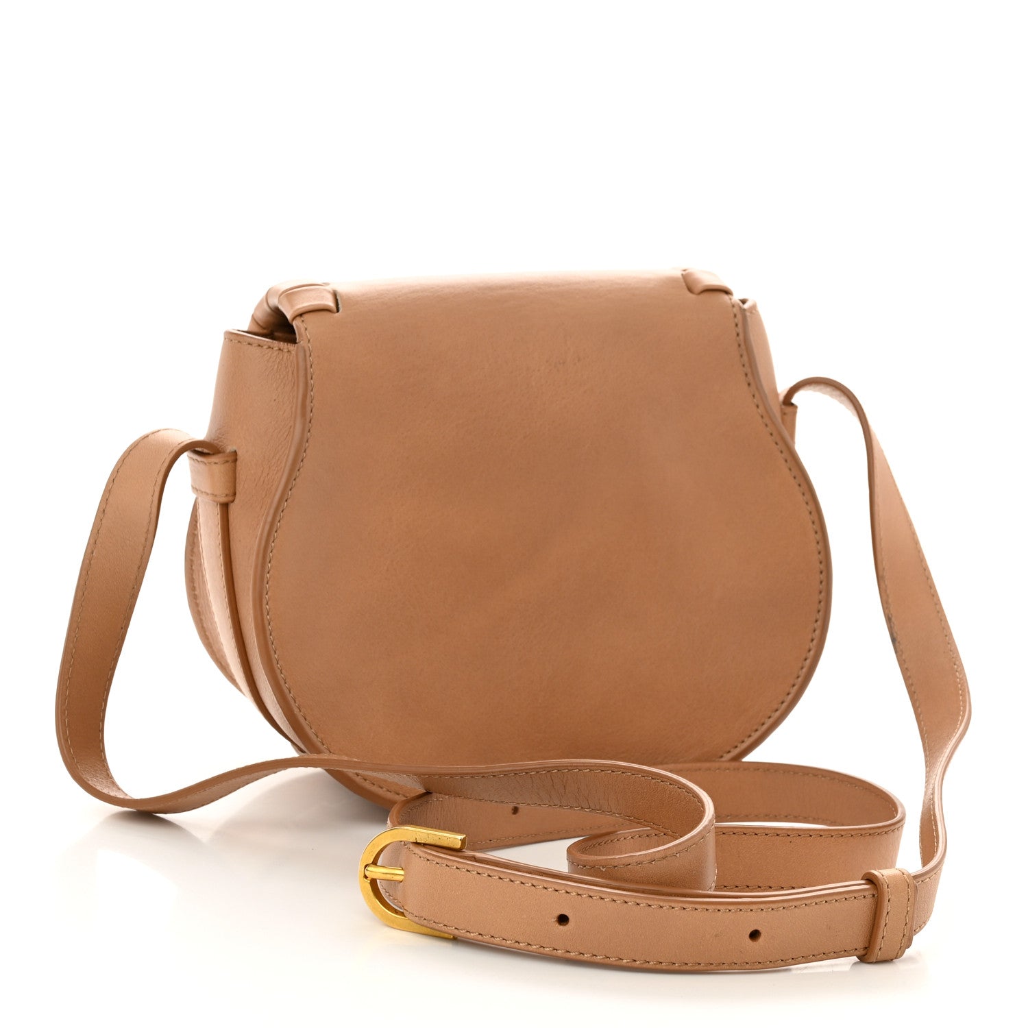 Chloe Calfskin Whipstitch Mini Marcie Round Crossbody Bag Light Tan 3 of 11