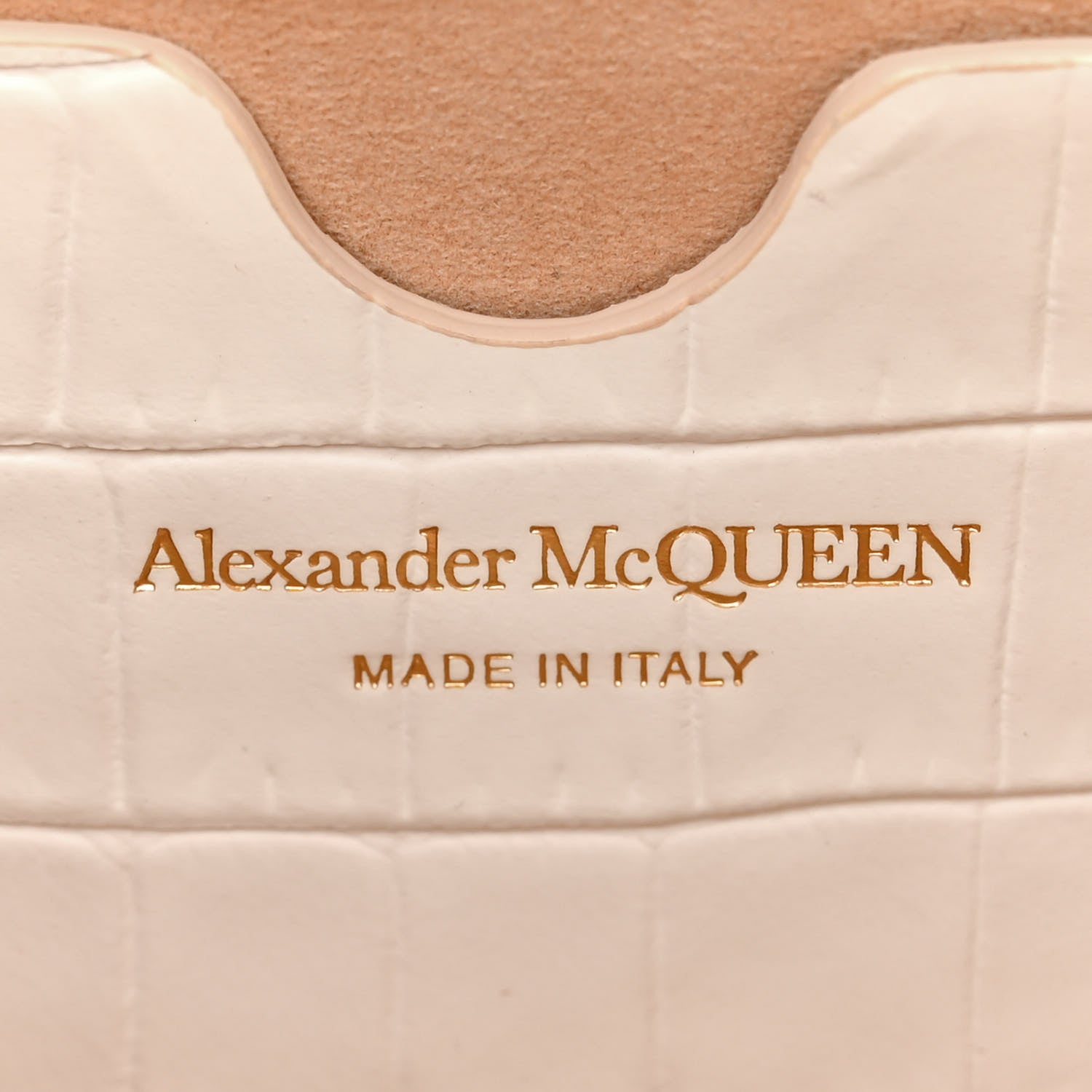 Alexander McQueen Calfskin Crocodile Embossed Skull Mini Crossbody Bag White 6 of 14