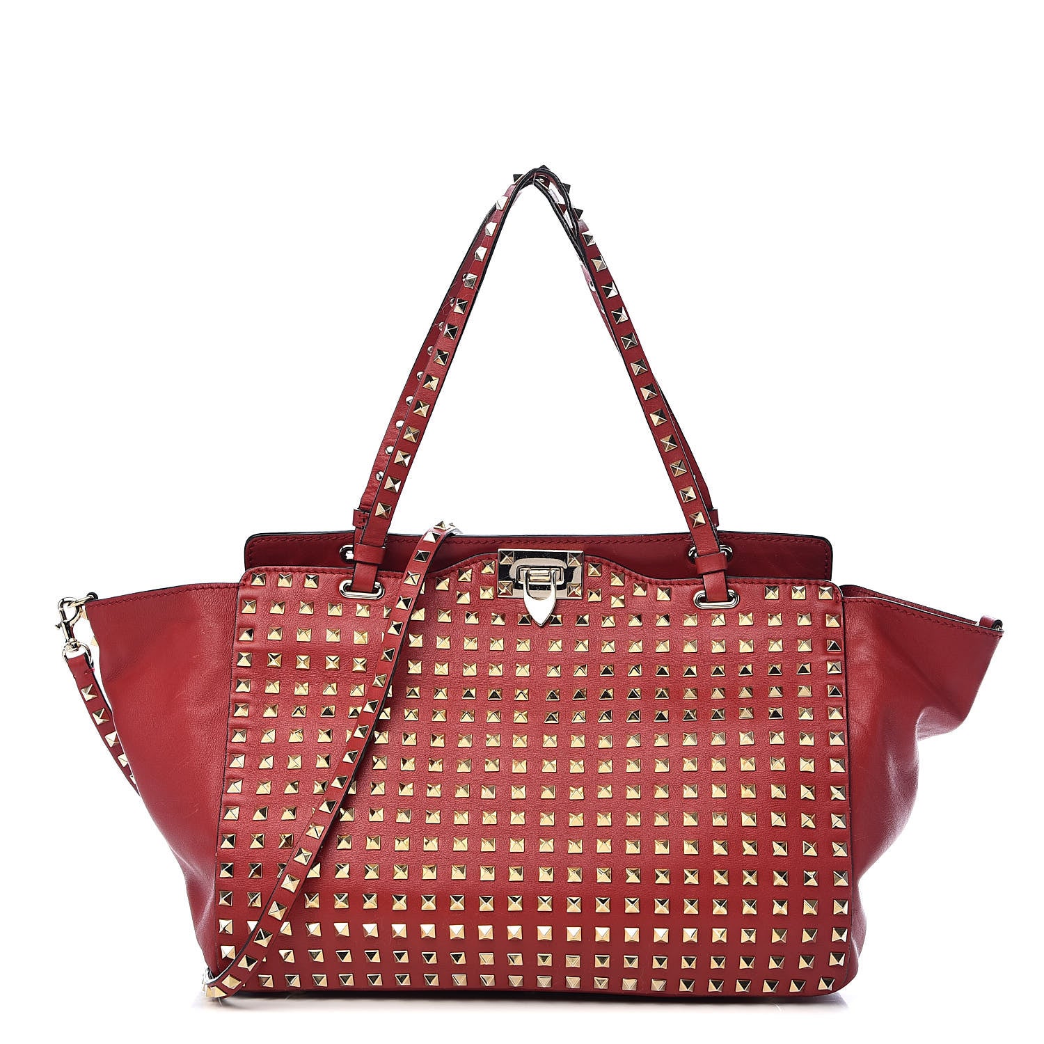 Valentino Garavani Vitello Medium Rockstud All Over Tote Rosso Valentino 1 of 13