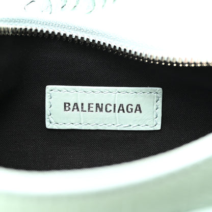 Balenciaga Extra Supple Calfskin Crocodile Embossed Le Cagole Shoulder Bag XS Green Acqua 6 of 10