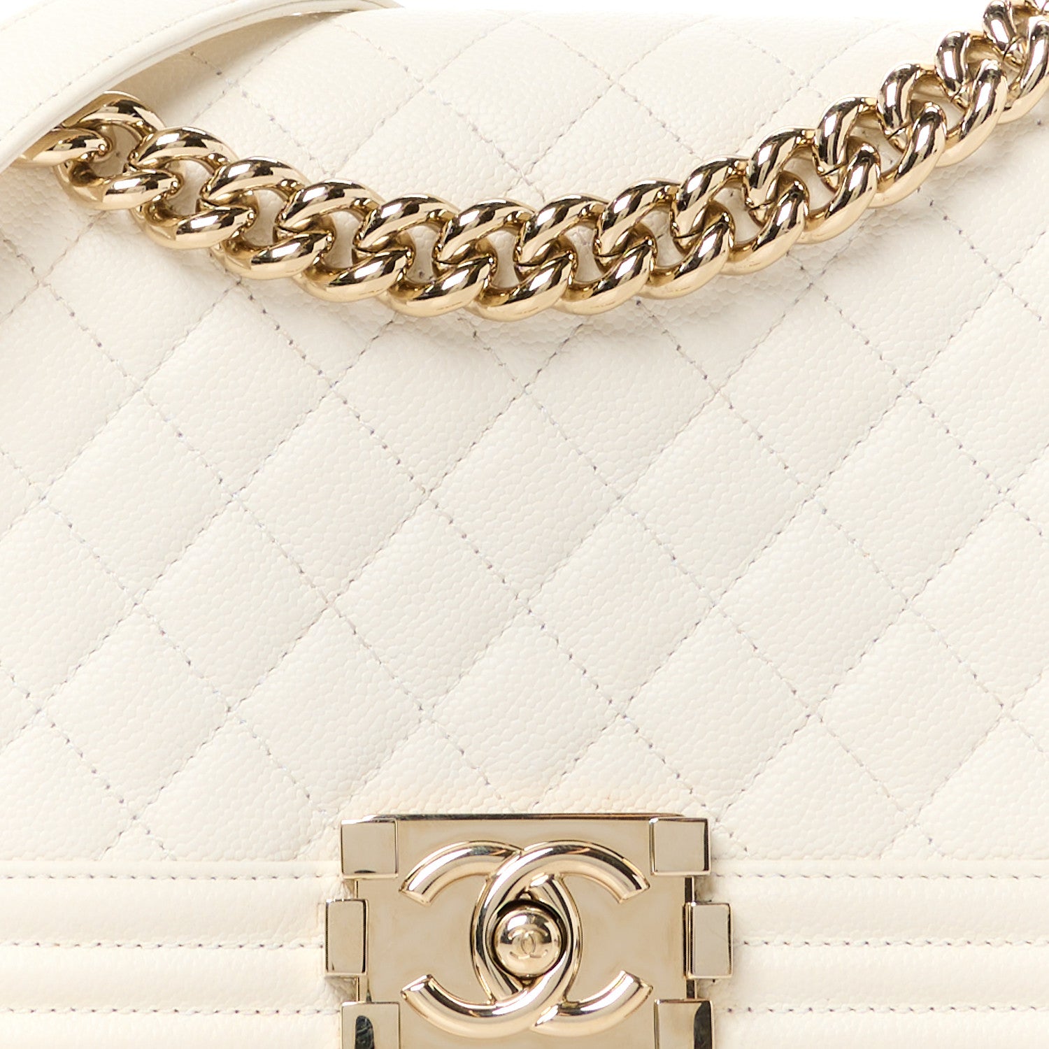 Chanel Caviar Quilted Medium Boy Flap White 8 of 12