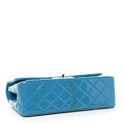 Chanel Patent Quilted Jumbo Double Flap Blue 3 of 10