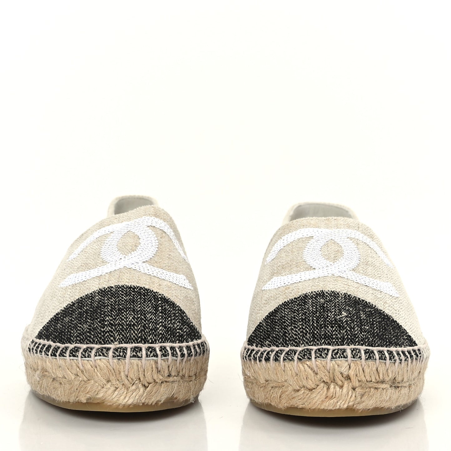 Toile Sequin CC Espadrilles 39 Beige Black