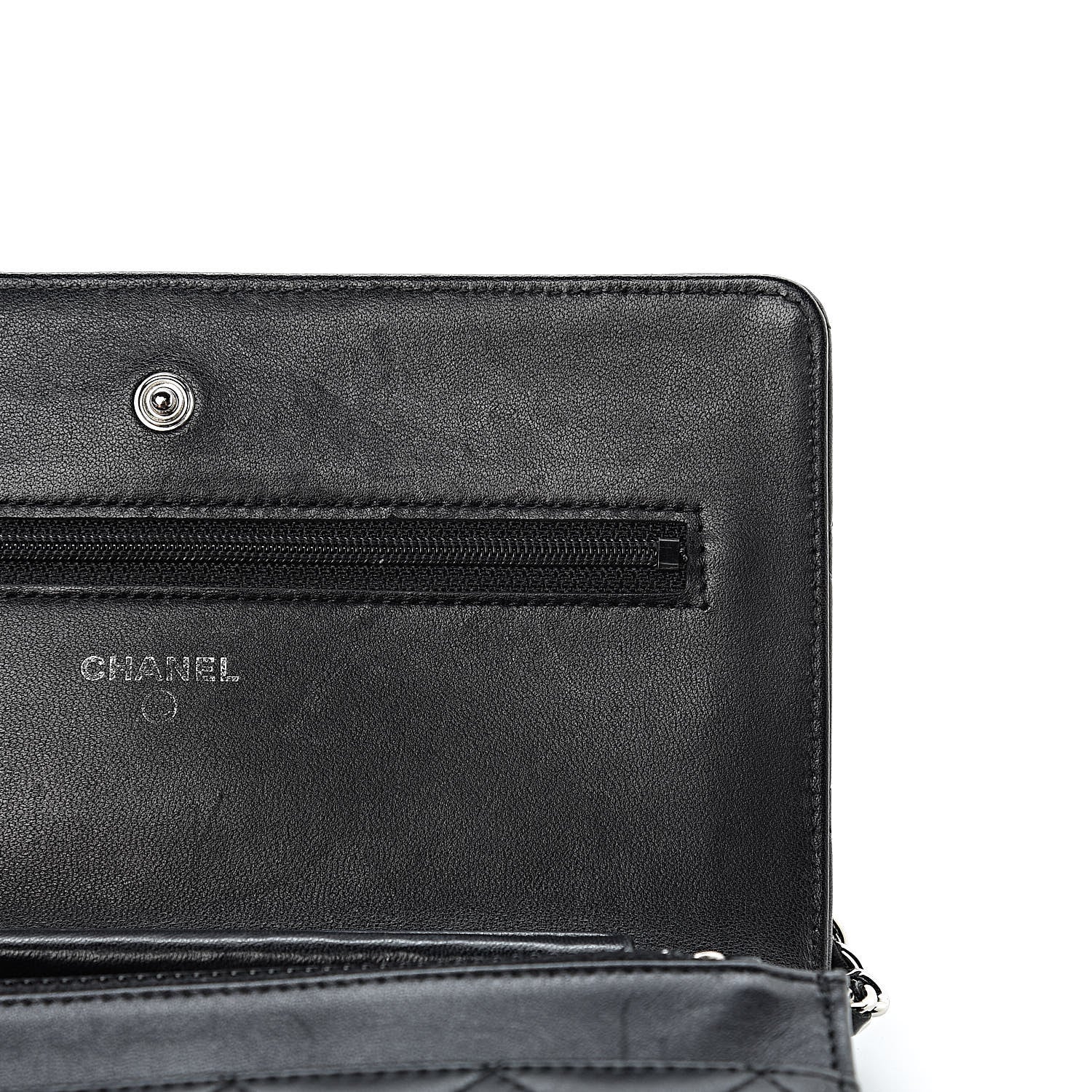 Chanel Lambskin Quilted Wallet On Chain WOC Black 12 of 14