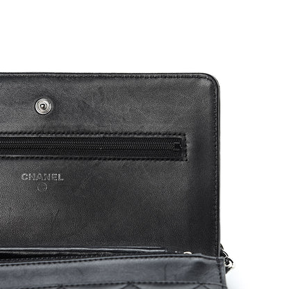 Chanel Lambskin Quilted Wallet On Chain WOC Black 12 of 14