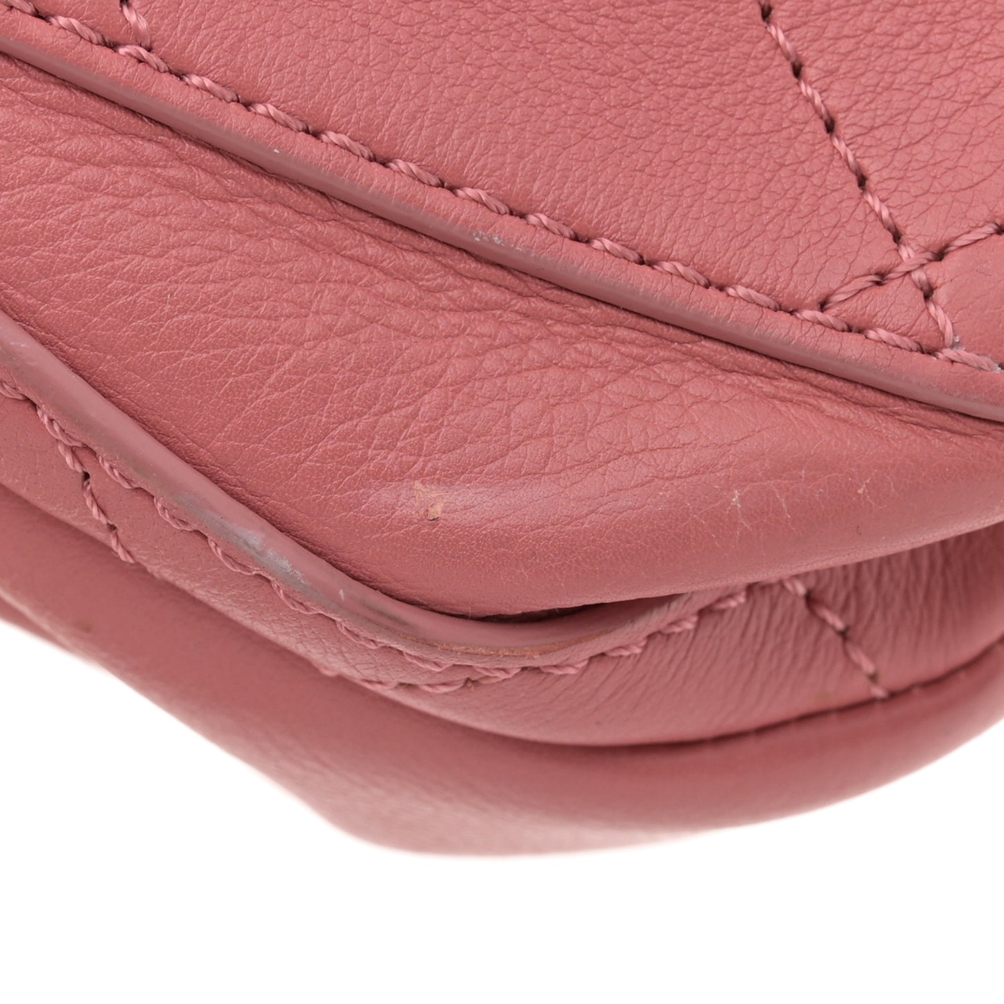 Calfskin Stitched Small Flap Bag Pink