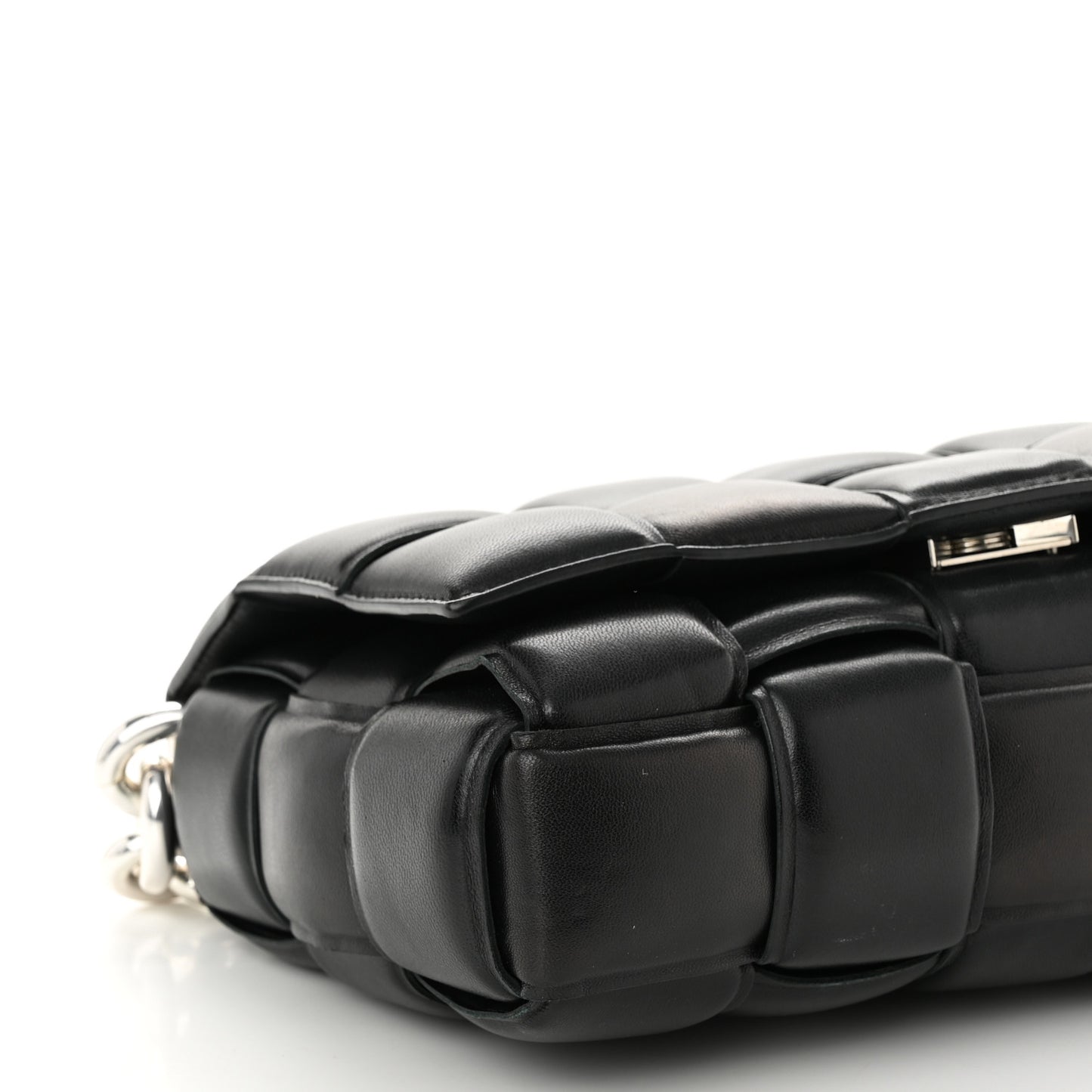 Lambskin Maxi Intreccio Padded Chain Cassette Crossbody Bag Black