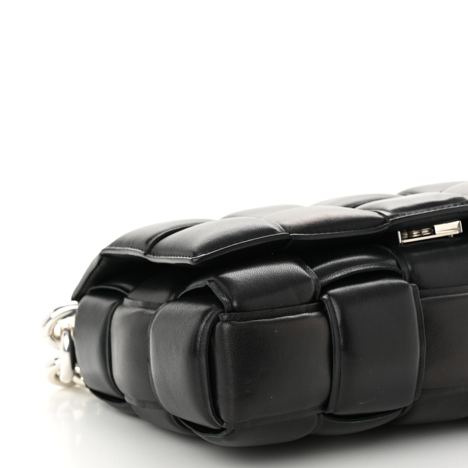 Bottega Veneta Lambskin Maxi Intreccio Padded Chain Cassette Crossbody Bag Black 8 of 9