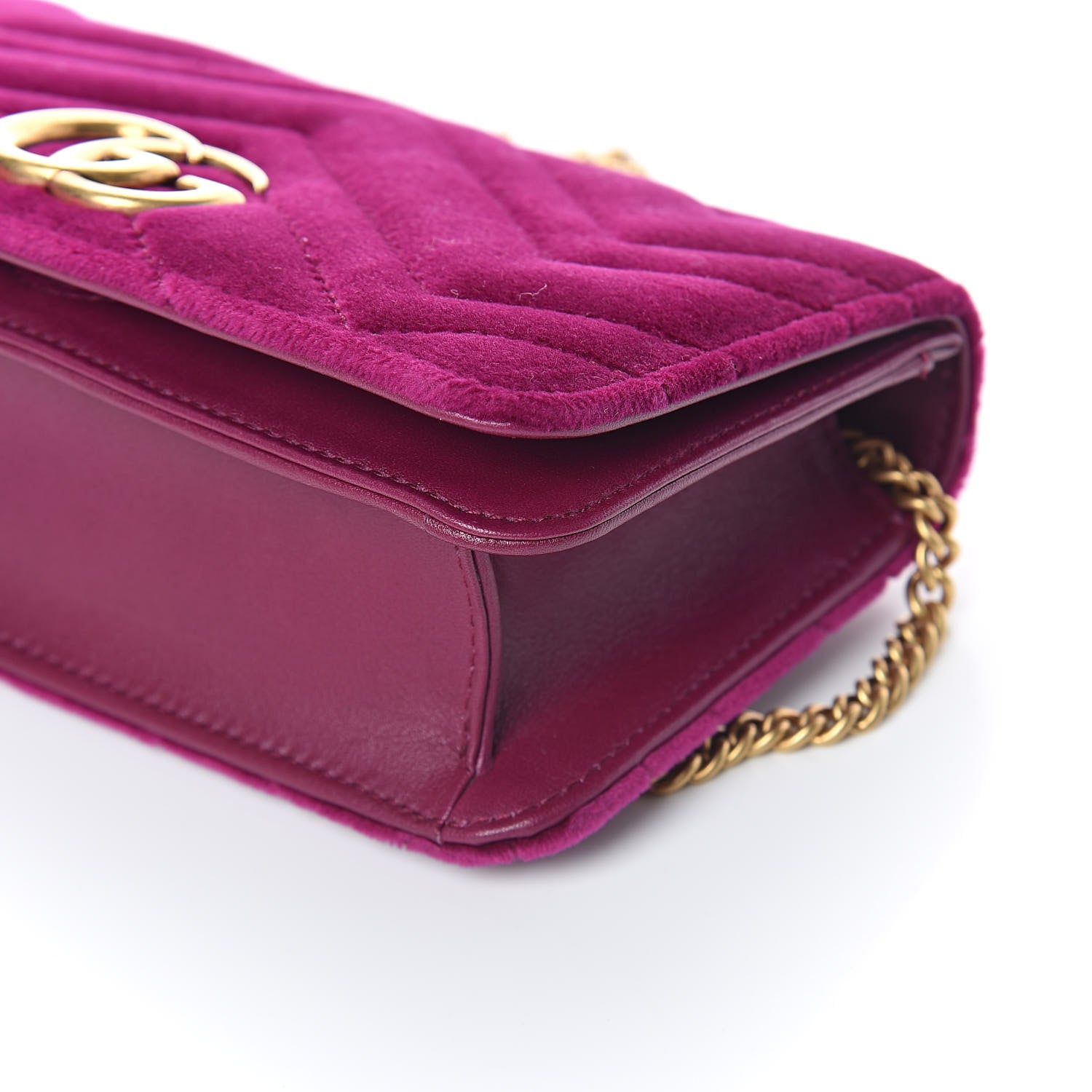 Gucci Velvet Matelasse GG Marmont Mini Bag Fuchsia Violet Cyclamen 8 of 8
