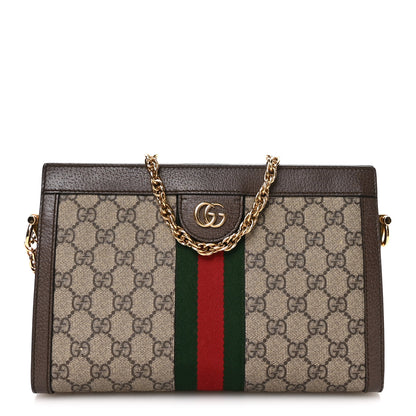 Gucci GG Supreme Monogram Web Small Ophidia Chain Shoulder Bag Brown 1 of 10