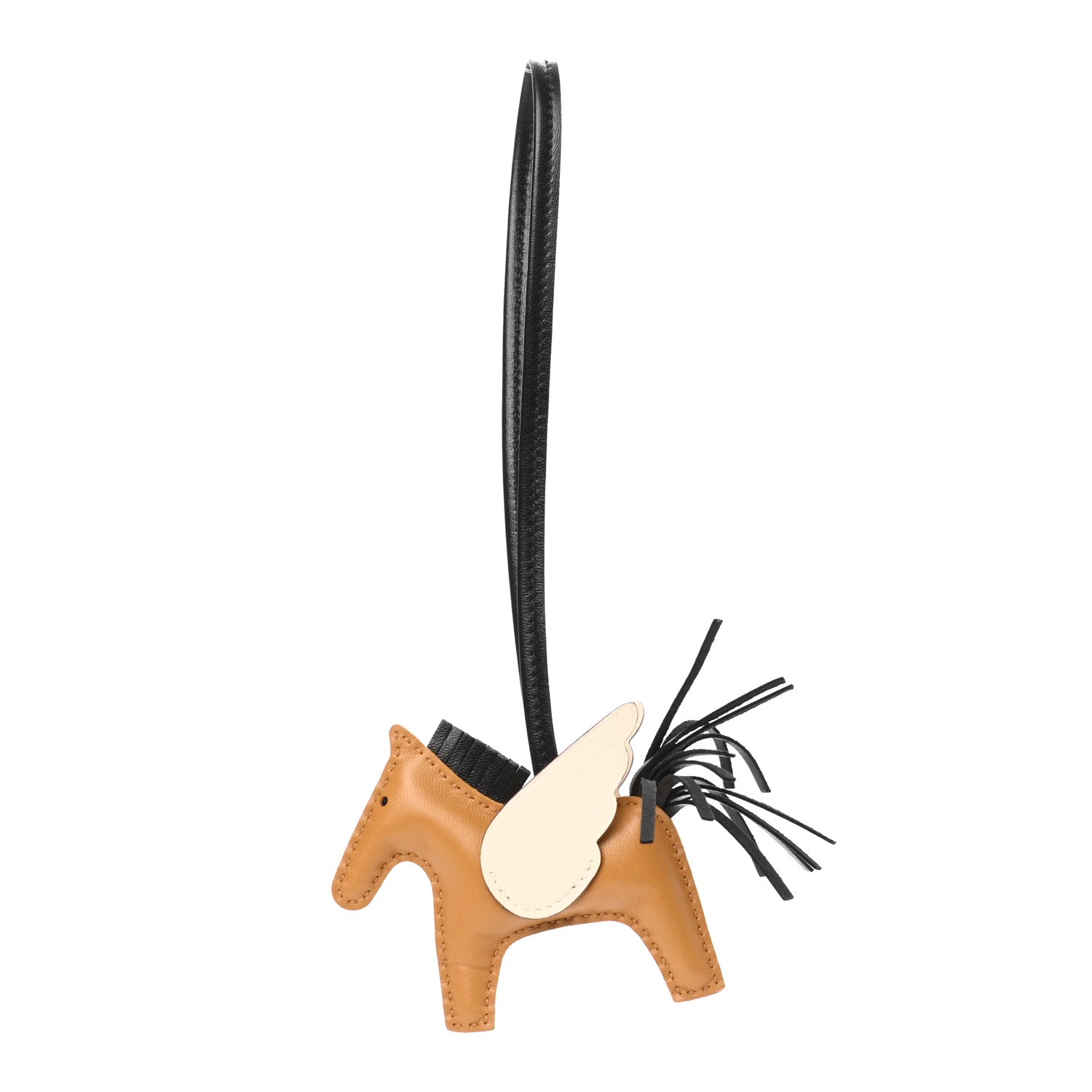 Hermes Milo Lambskin Grigri Rodeo Pegase Horse Bag Charm PM Sesame Black Nata 1 of 5