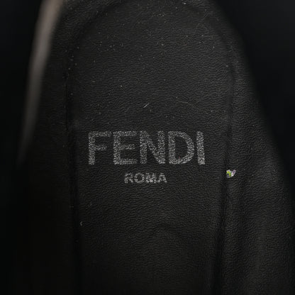 Fendi Calfskin Stretch Fabric Rockoko Biker Boots 38 Tobacco Black Marino 8 of 8