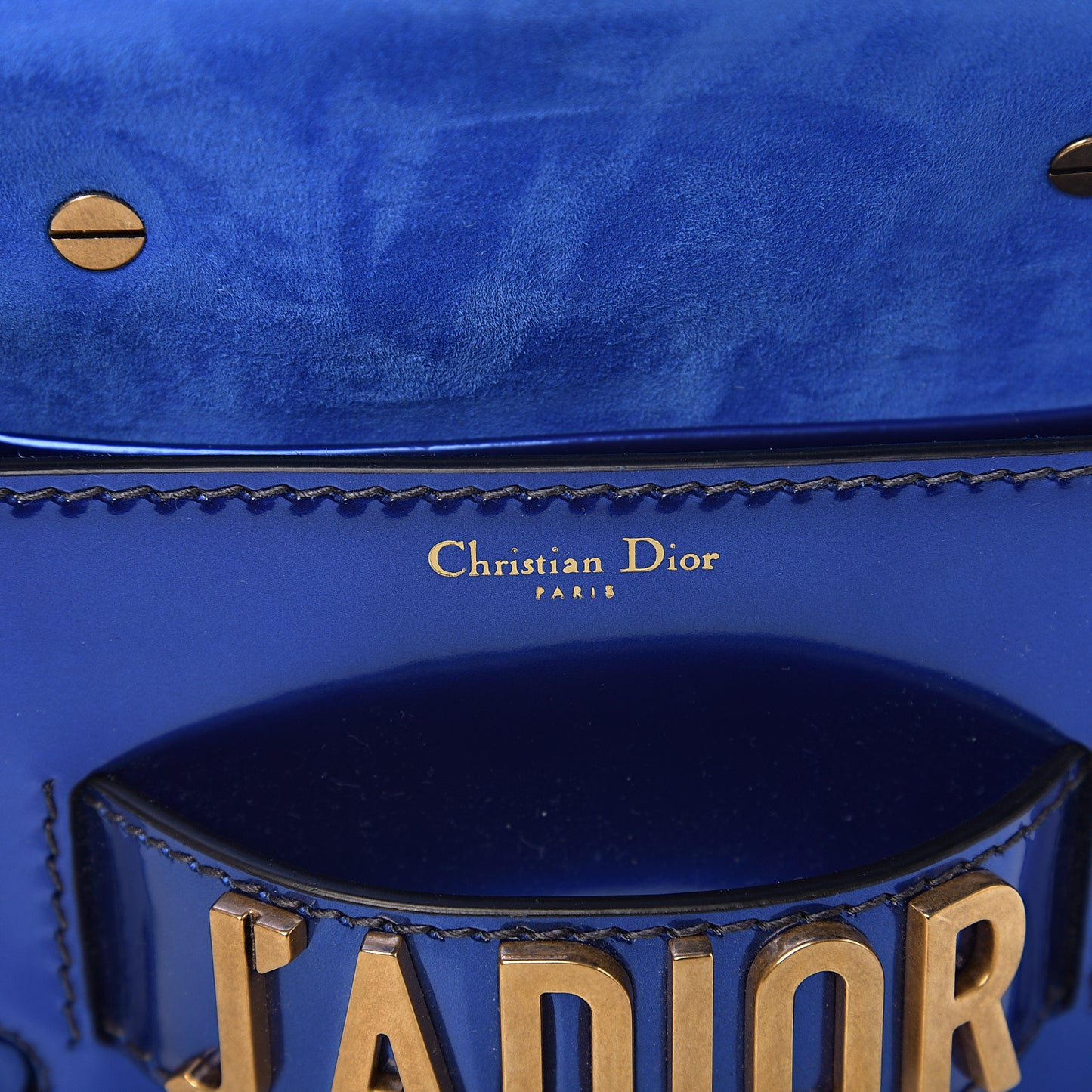 Metallic Calfskin J'Adior Mini Chain Flap Bag Blue