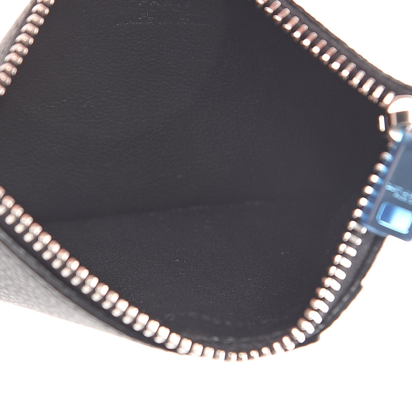 Grained Calfskin 5 Fragments Zip Pouch Card Holder Black