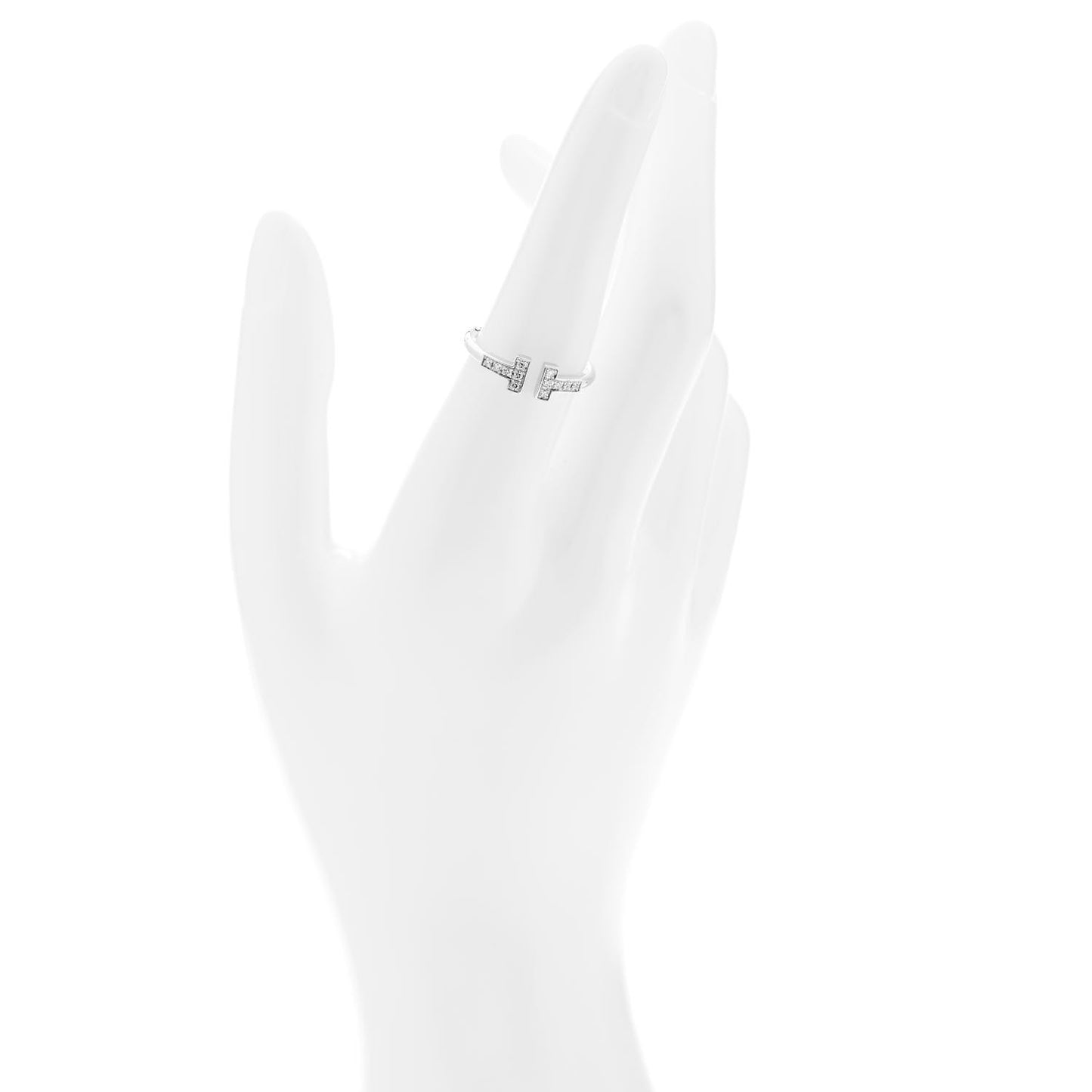 18K White Gold Diamond T Wire Ring 54 6.75