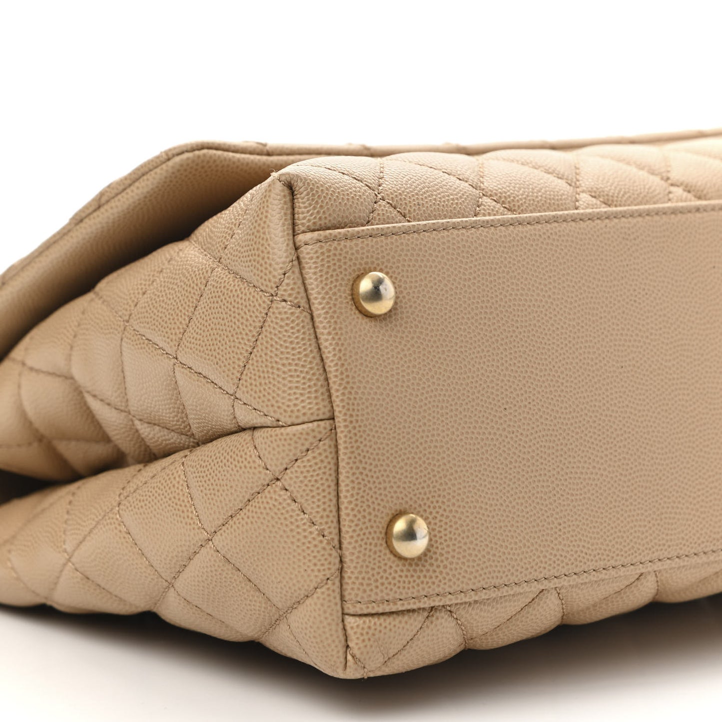 Caviar Lizard Quilted Small Coco Handle Flap Beige