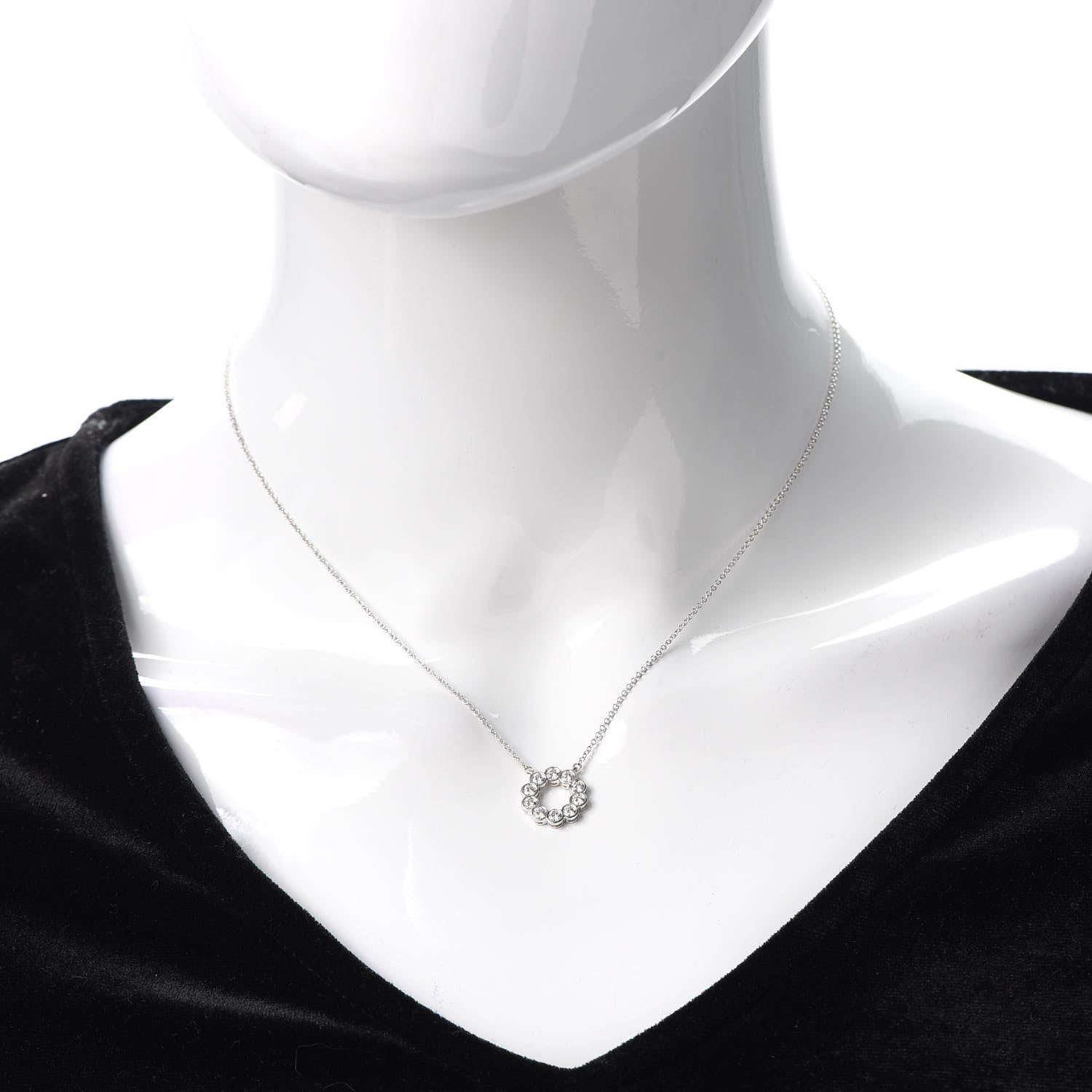 Tiffany Platinum Diamond .52ctw Jazz Round Pendant Necklace 2 of 6