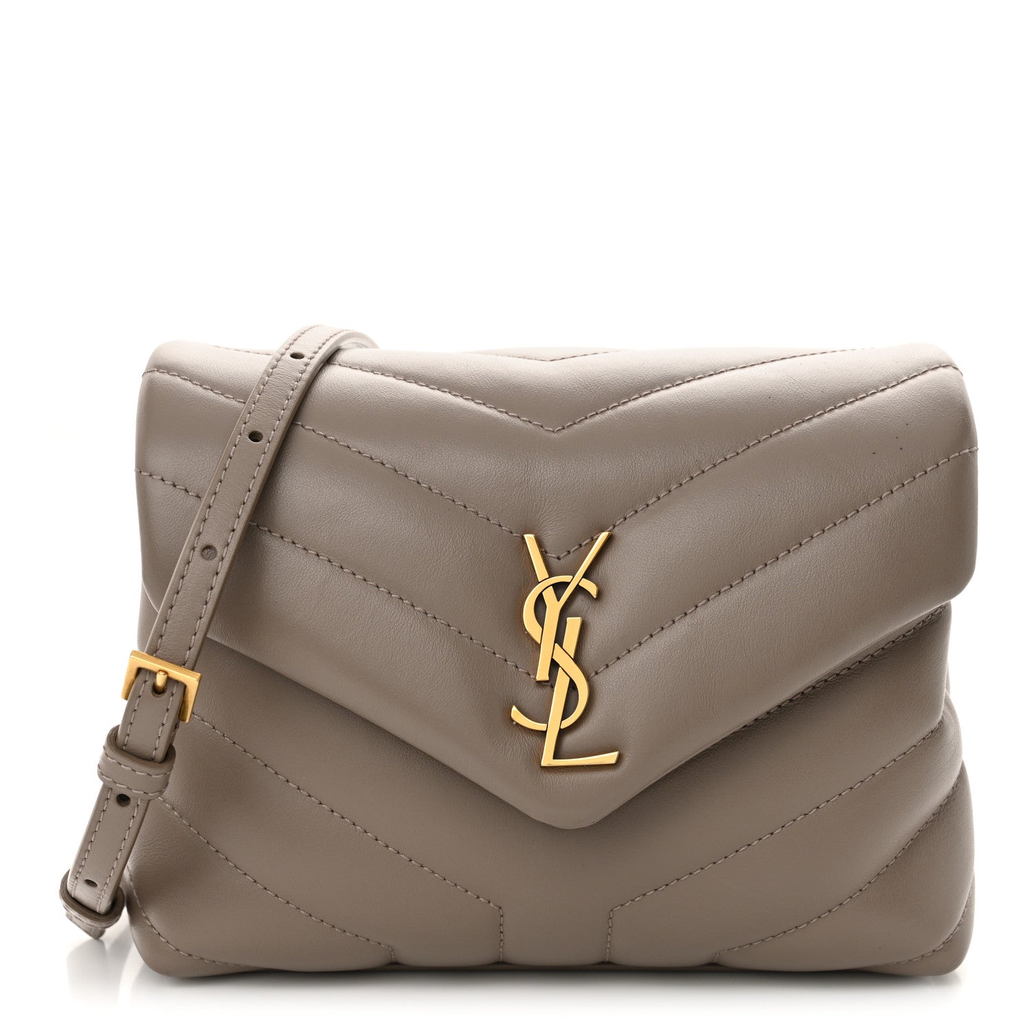 Saint Laurent Calfskin Y Quilted Monogram Toy Loulou Crossbody Bag Taupe 1 of 12