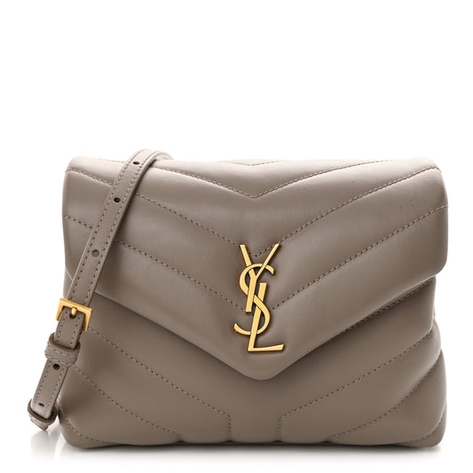 Calfskin Y Quilted Monogram Toy Loulou Crossbody Bag Taupe