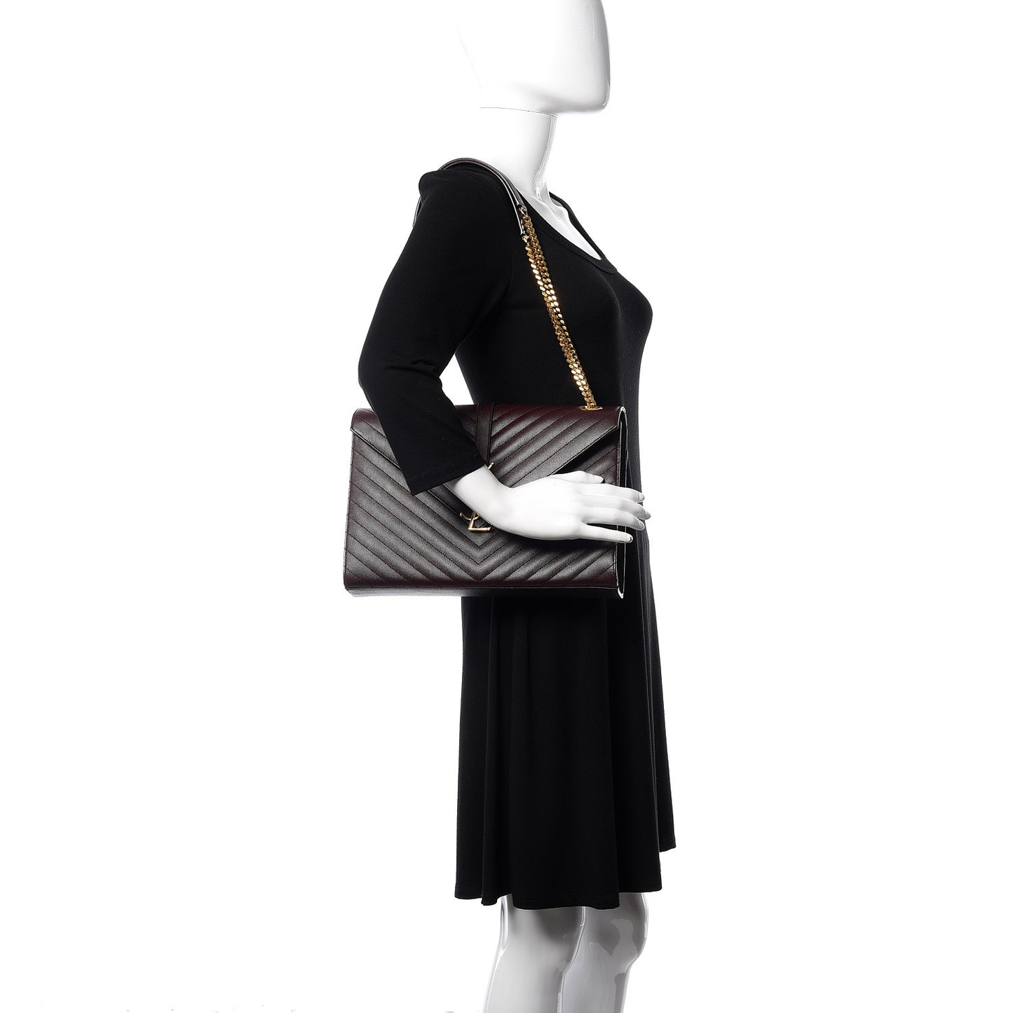Grain De Poudre Matelasse Chevron Large Monogram Satchel Rouge Legion