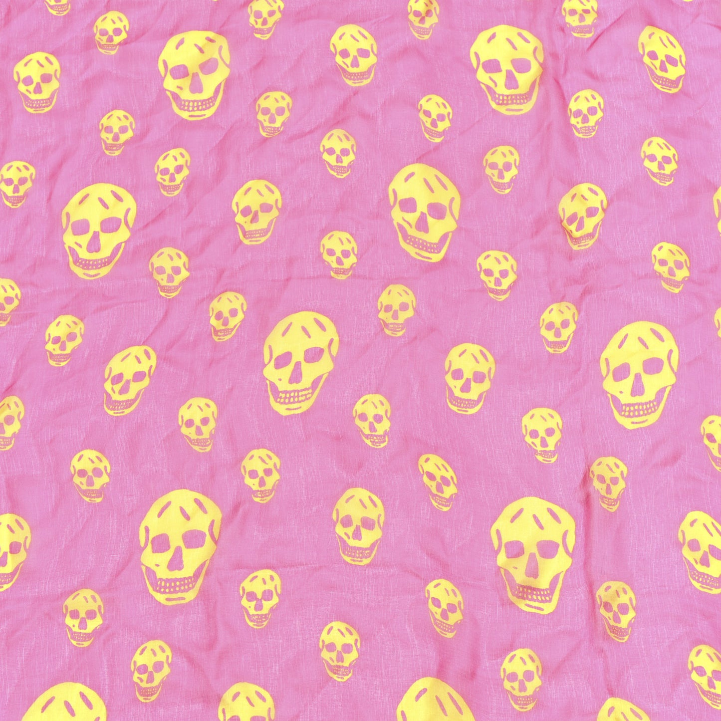 Silk Chiffon Skull Scarf Pink Yellow
