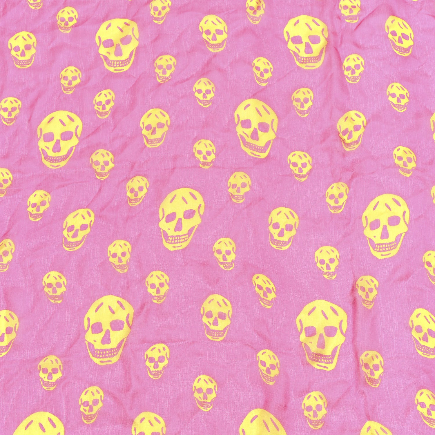 Alexander McQueen Silk Chiffon Skull Scarf Pink Yellow 3 of 5