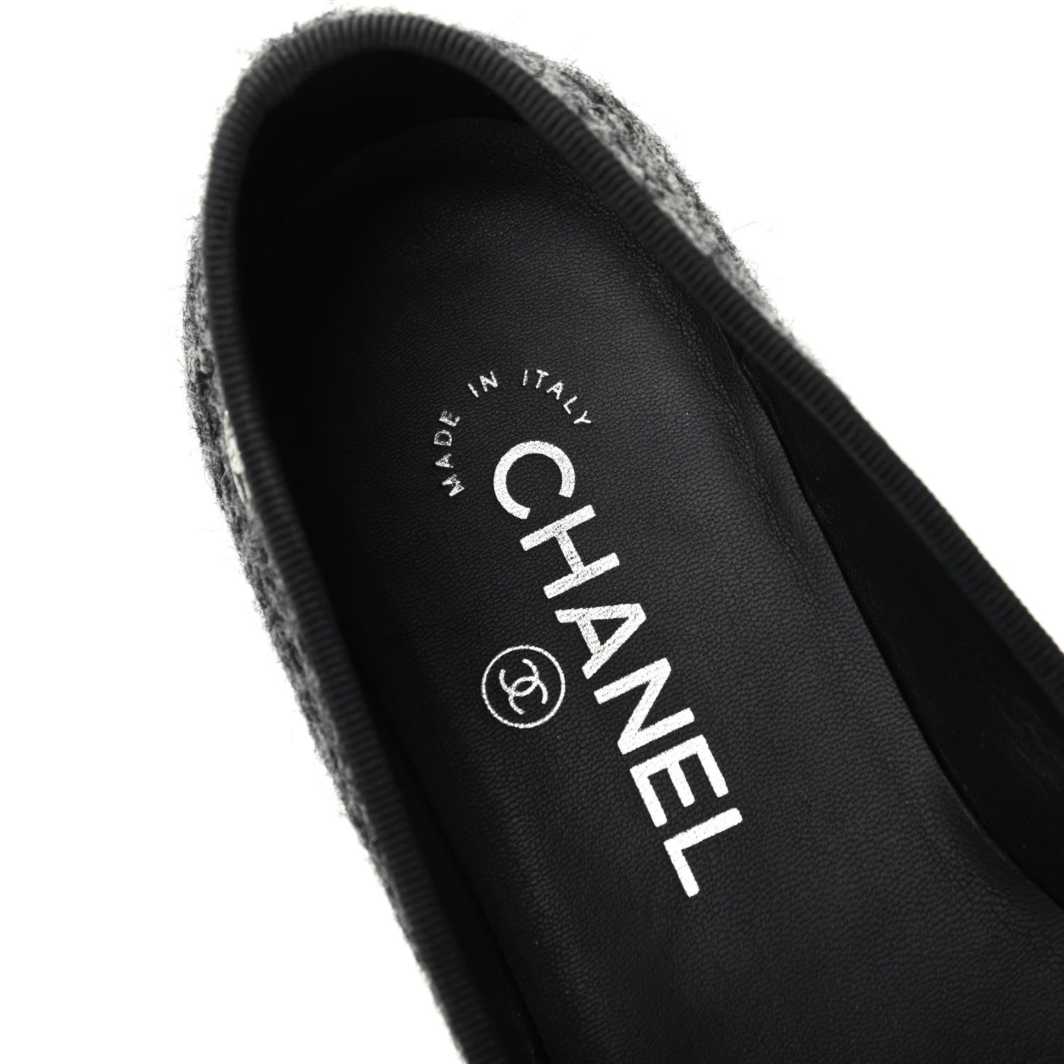 Chanel Tweed Cap Toe Ballerina Flats 36 Black Grey 8 of 11