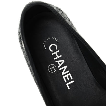 Chanel Tweed Cap Toe Ballerina Flats 36 Black Grey 8 of 11