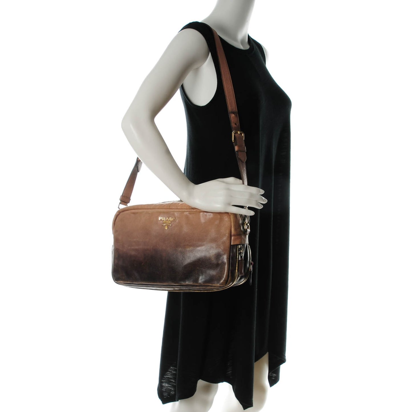 Glace Calfskin Zippers Bauletto Ardesia Nudo