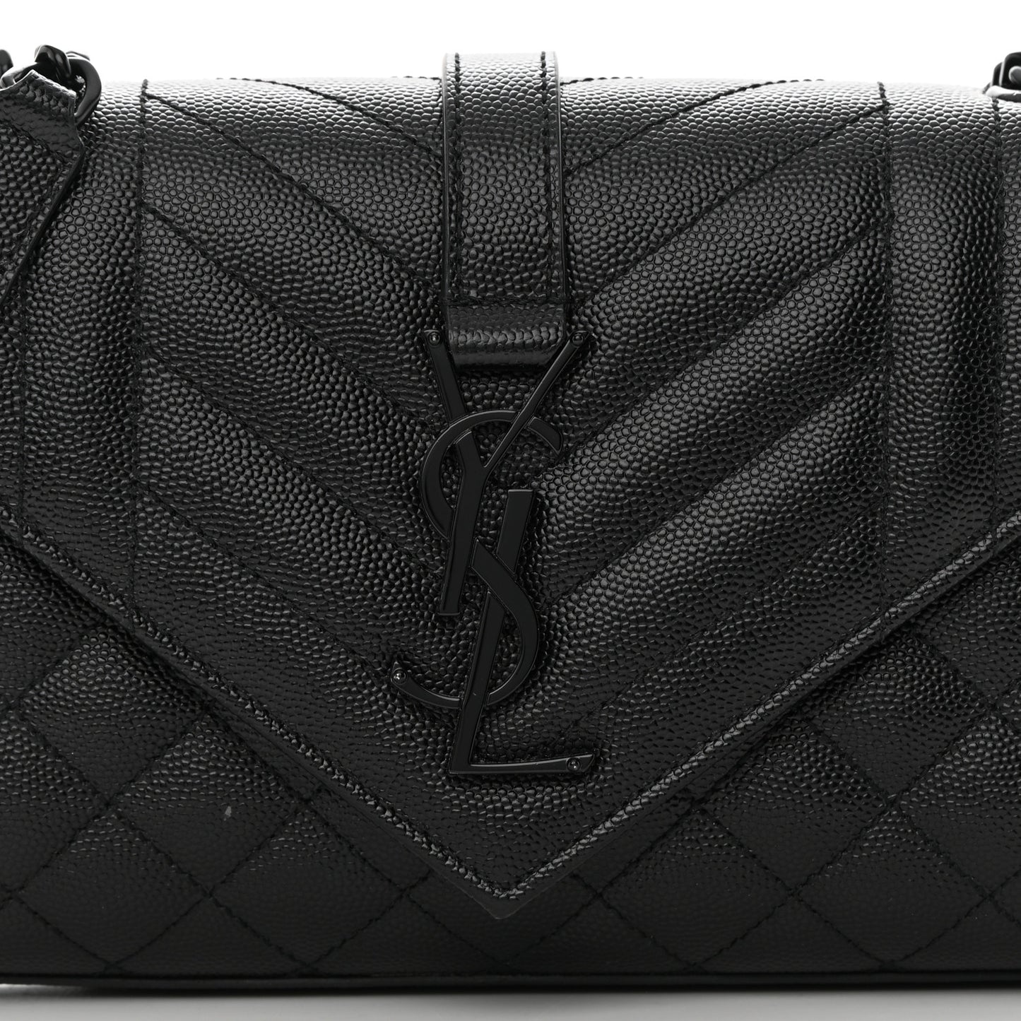 Grain De Poudre Textured Mixed Matelasse Triquilt Small Monogram Monochrome Satchel Black