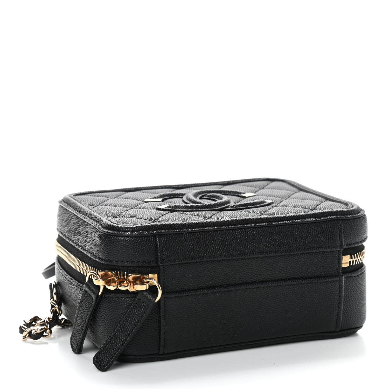 Chanel Caviar Quilted Small CC Filigree Vanity Case Black 4 of 9